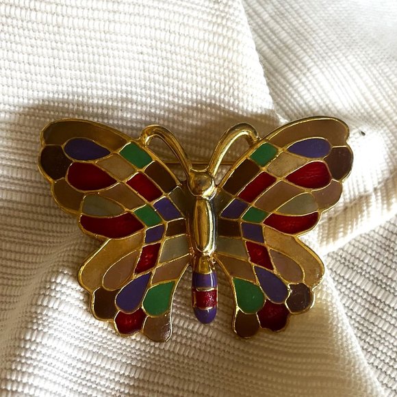 Colorful Enamel Butterfly Brooch - Picture 1 of 3